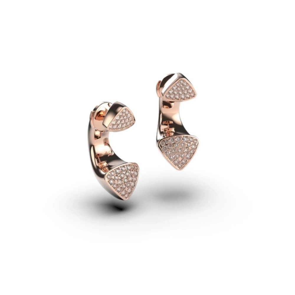 Ajour Duo diamond earrings in 18k red gold, full configuration