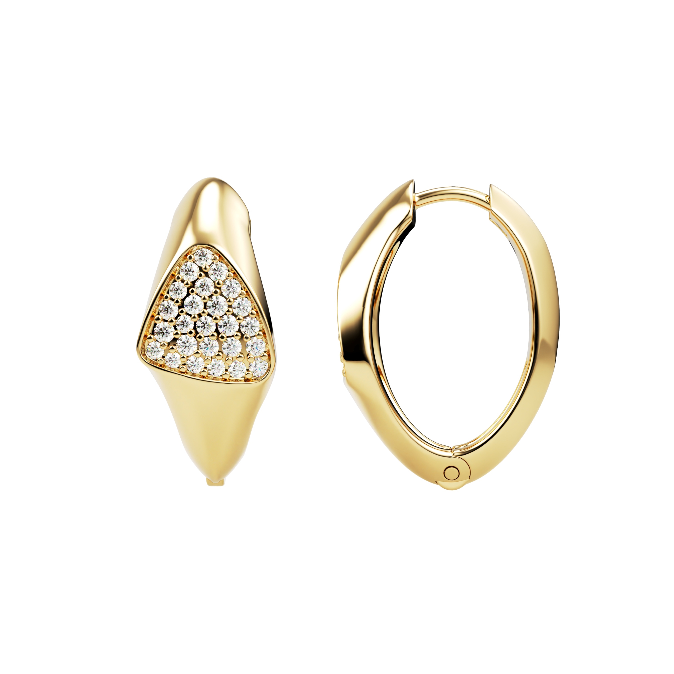 front and side view of Ajour Orbé earrings in 18k yellow gold