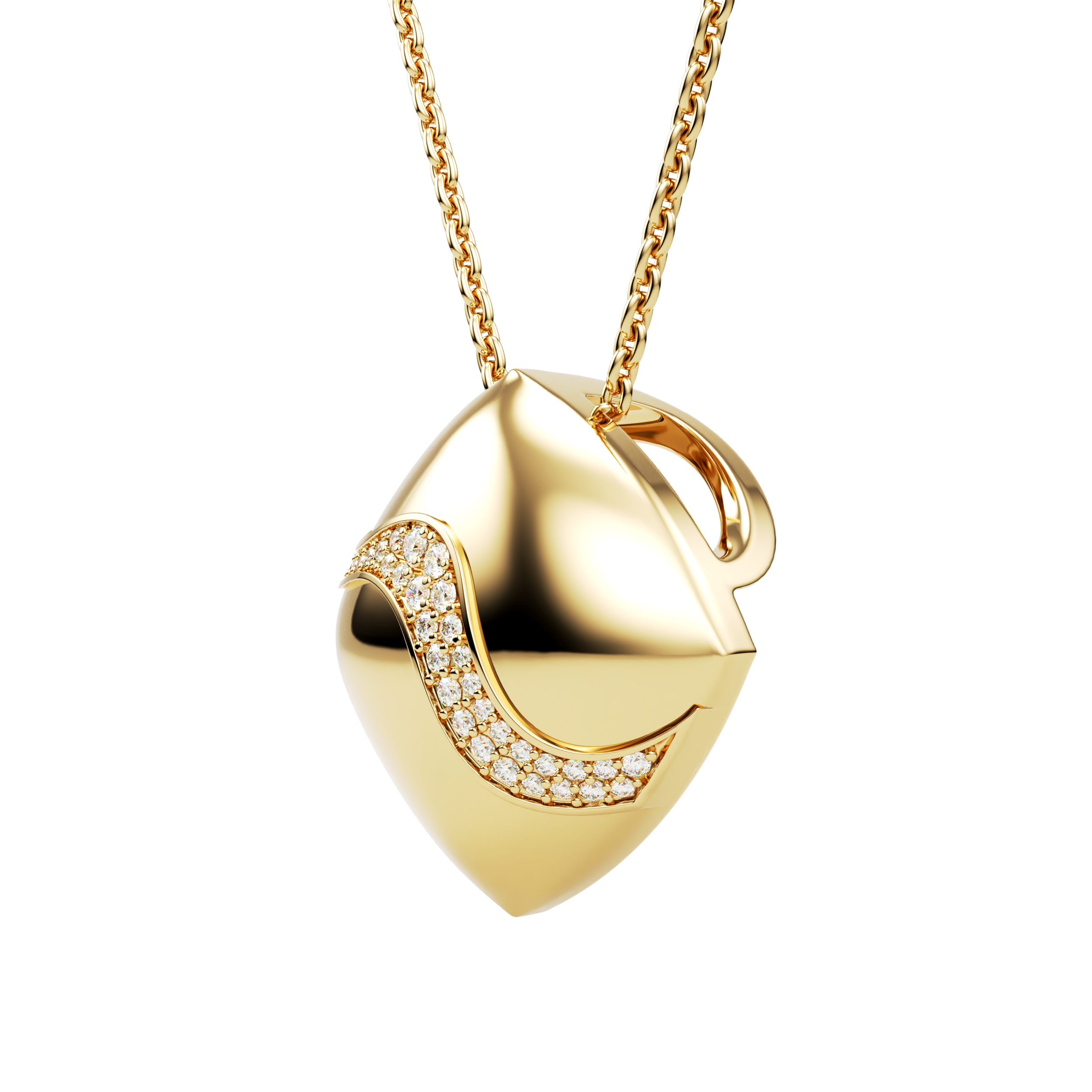 Orsé Pendant Yellow Gold Sculptural View