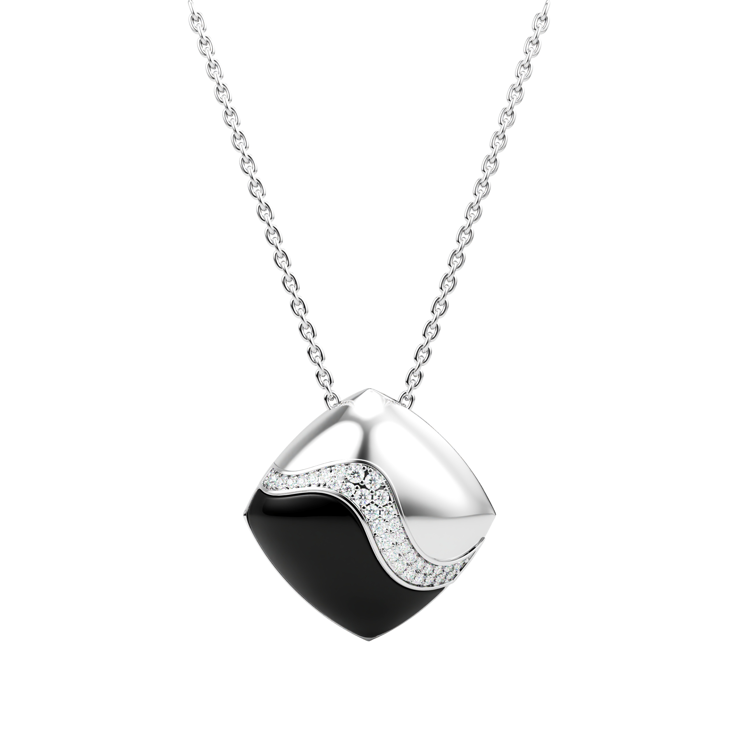 Orsé Ébène pendant in 18k white gold and ebony wood with diamonds