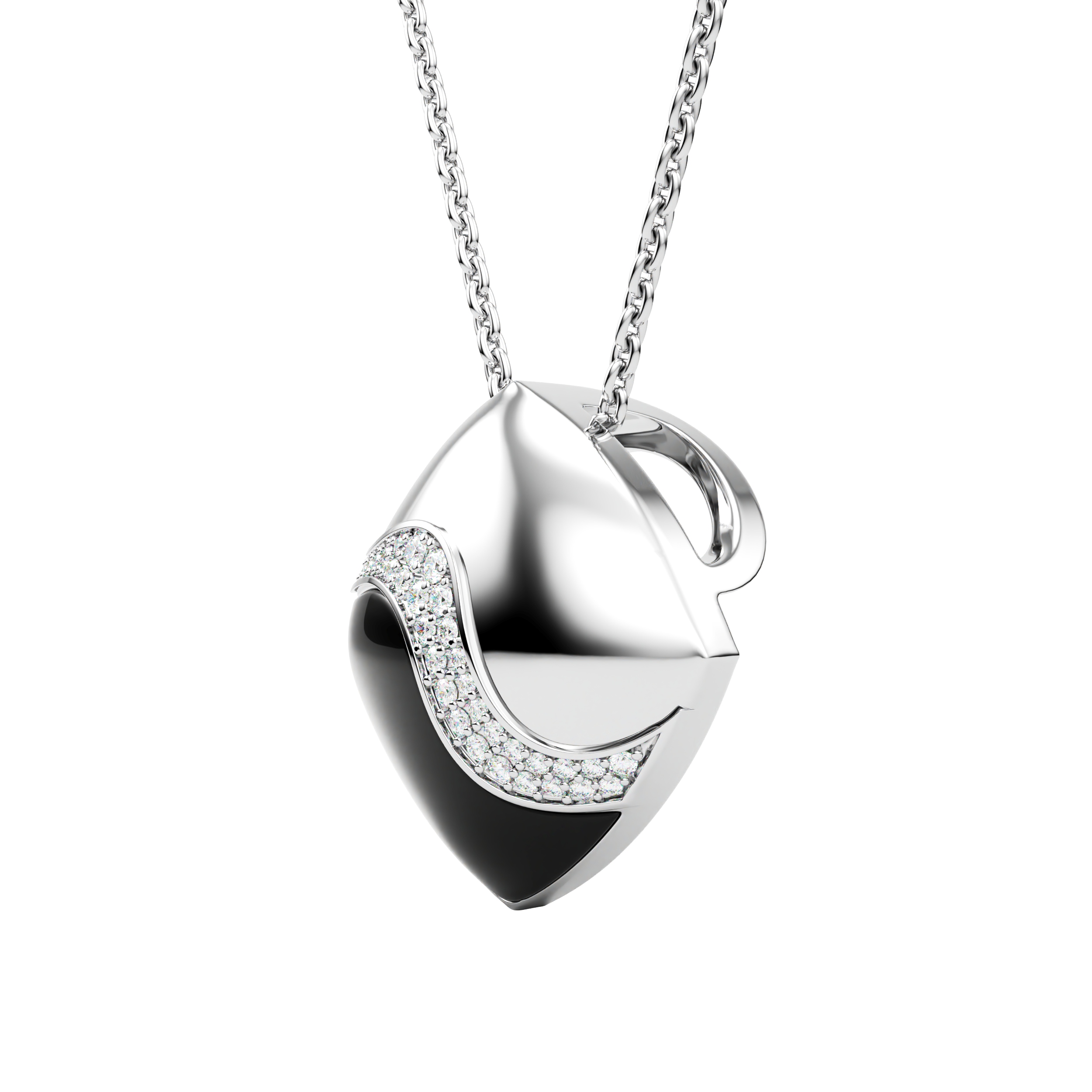 Orsé Ébène pendant in 18k white gold and ebony wood with diamonds