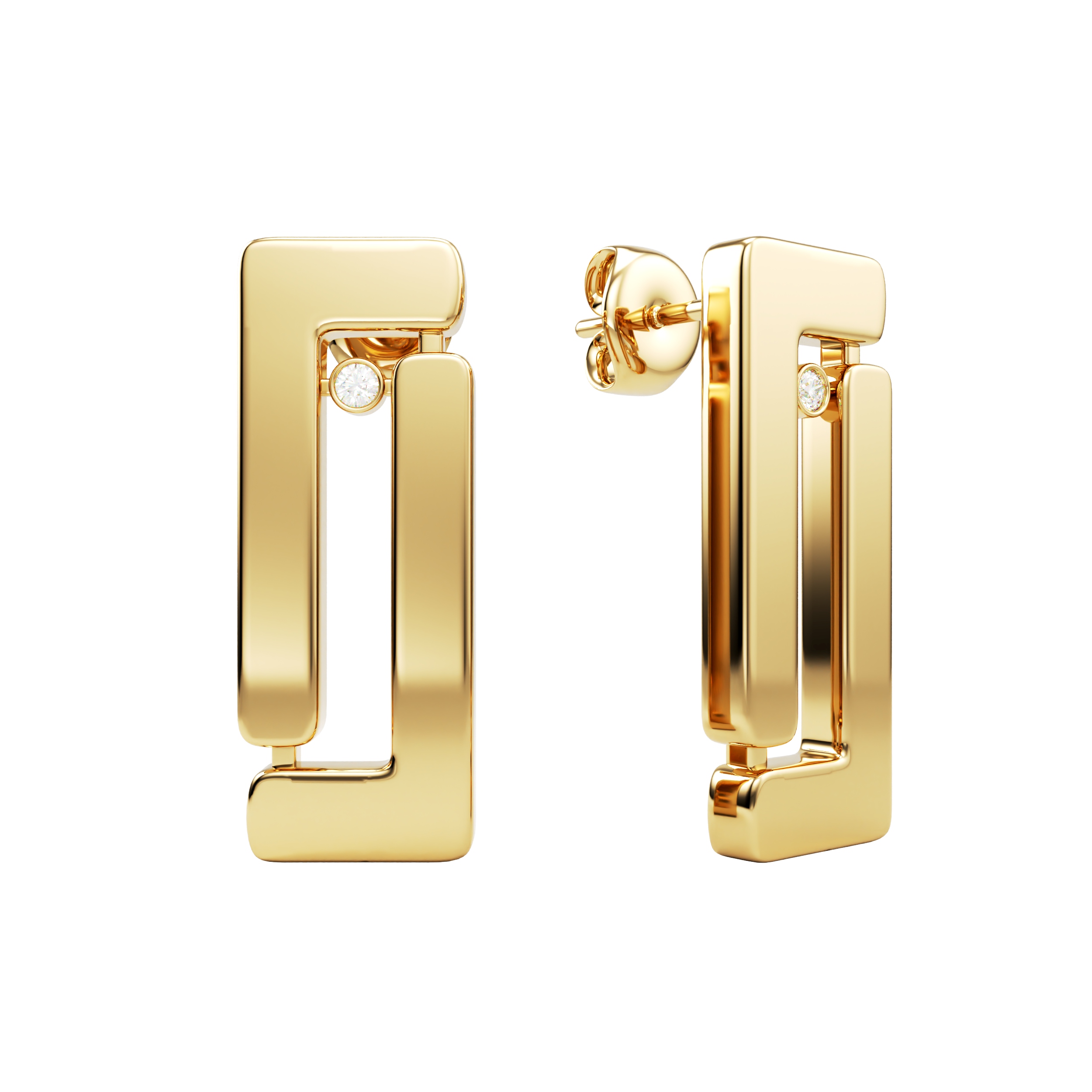 Nexus Solitaire earrings in 18k yellow gold with solitaire diamonds