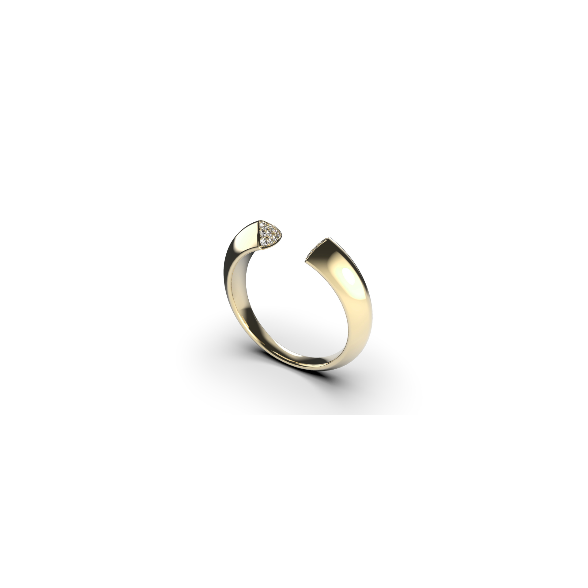 Ring Ajour open 18k gold ring with diamonds angled view
