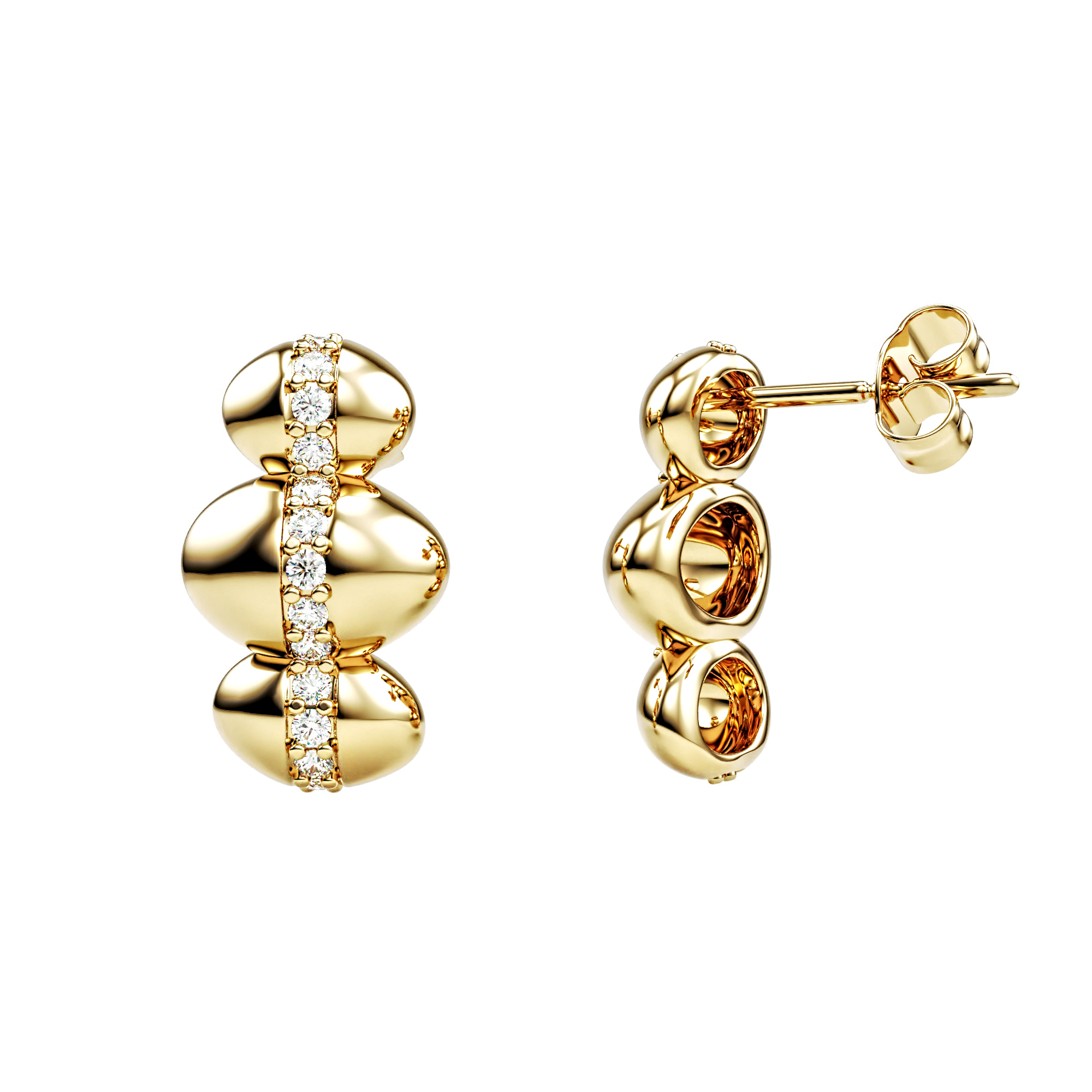 Ondée earrings in 18k yellow gold with diamonds